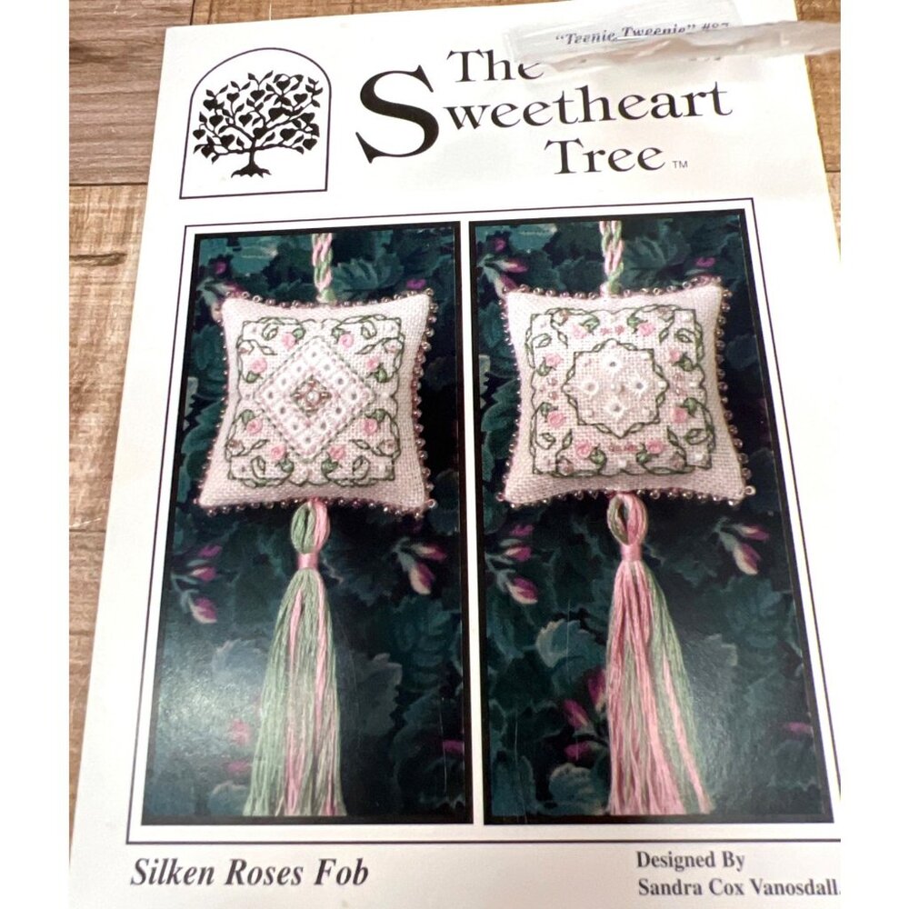 Sweetheart Tree Silken Roses Embroidery Cross Stitch Pattern & Beads